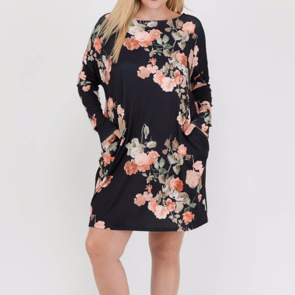 Dresses & Skirts - Sold out Navy floral print dress Final $$ drop
